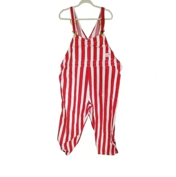 Big Bud Press Overalls in Red White Circus Stripe Womens 4XL - Picture 2 of 6